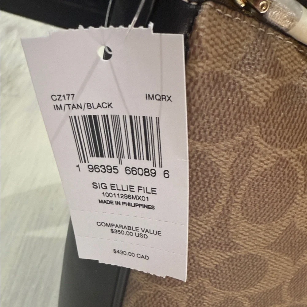 Coach Signature Ellie File Tan and Black Shoulder Bag